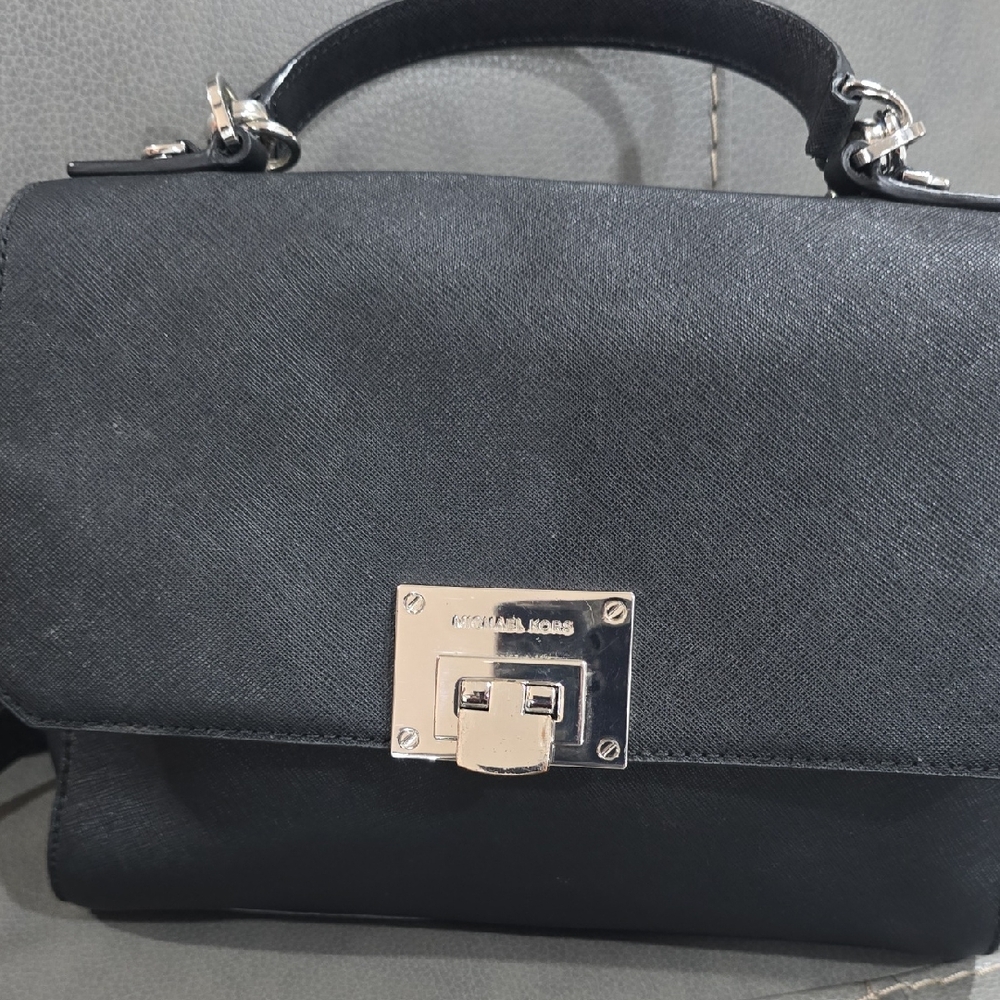 Michael Kors Black Satchel with Silver Accents